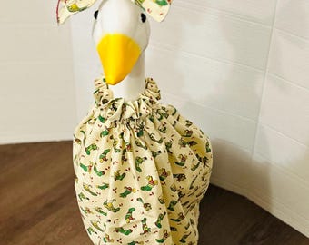 Vintage Christmas Goose Outfit, Holiday Goose Decor, Handmade Bow