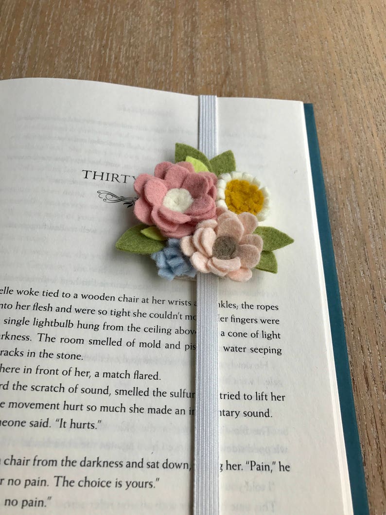 Felt flower bookmark bookmark journal summer reading Etsy