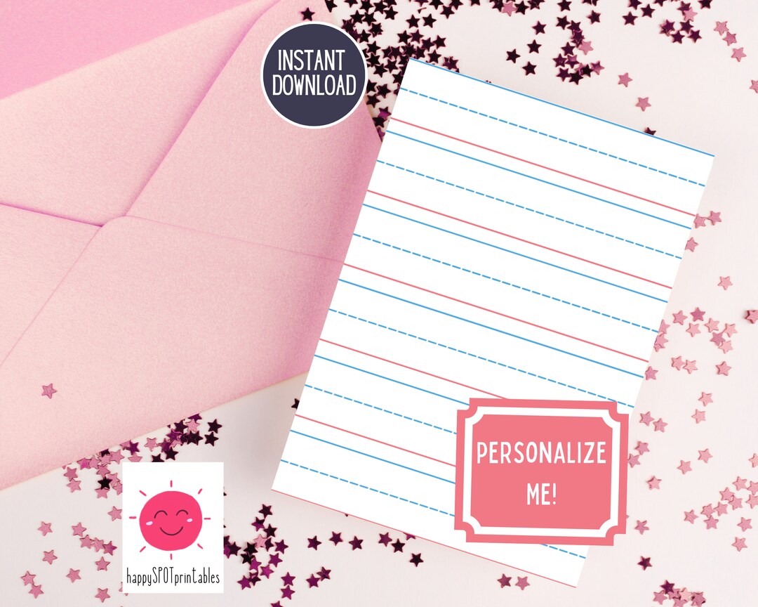 Personalizable 3 Lined Paper Printable Card for Occupational Therapist ...