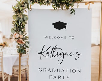 Printable Graduation Party Welcome Sign Template - DIY Handwritten Script Grad Party Sign - Editable Graduation Sign - Customizable Colors