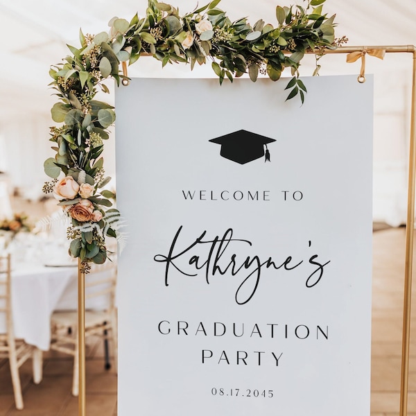 Printable Graduation Party Welcome Sign Template - DIY Handwritten Script Grad Party Sign - Editable Graduation Sign - Customizable Colors