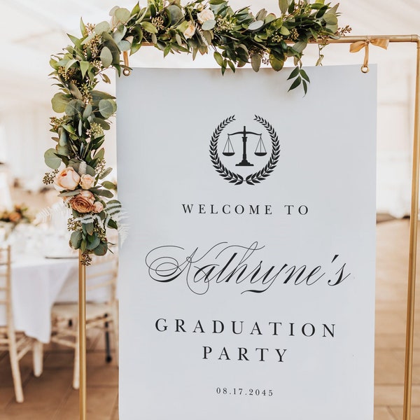 Printable Law School Graduation Party Welcome Sign Template - DIY Paralegal Graduation Welcome Sign - Editable Law School Graduation Poster