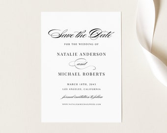 Imprimable Save the Date Template - DIY 5x7 Elegant Natalie Script Save the Date Card - Editable Wedding Save the Date Announcement BU85