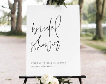 Printable Modern Bridal Shower Welcome Sign Template | DIY Minimalist Handwritten Script Bridal Shower Decor | Instant Download PM12