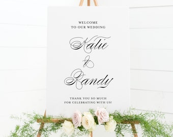 Printable Wedding Welcome Sign Template - Editable Welcome Sign - 18x24 24x36 Katie Script Elegant Wedding Welcome Poster - Instant Download