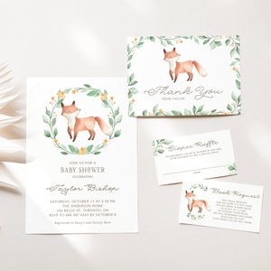 Printable Fox Baby Shower Bundle Template, DIY Woodland Baby Shower ...
