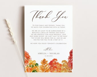 Plantilla de agradecimiento de boda de otoño imprimible - DIY 5x7 acuarela otoño bosque bosque tarjeta de agradecimiento - tarjeta de agradecimiento editable AF53