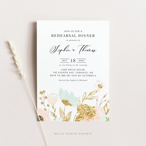 Printable Floral Engagement Party Invitation Template DIY Mint Flowers ...