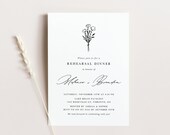 Minimalist Floral Bouquet Engagement Party Invitation Template - Printable Botanical Wedding Shower Invite - Editable Rehearsal Dinner MF43