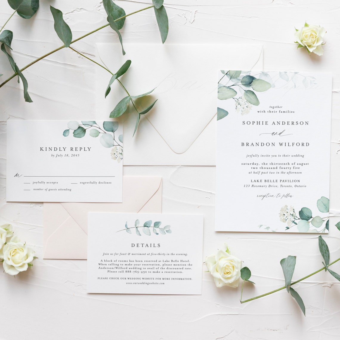 Printable Greenery Wedding Suite Template DIY Watercolor - Etsy