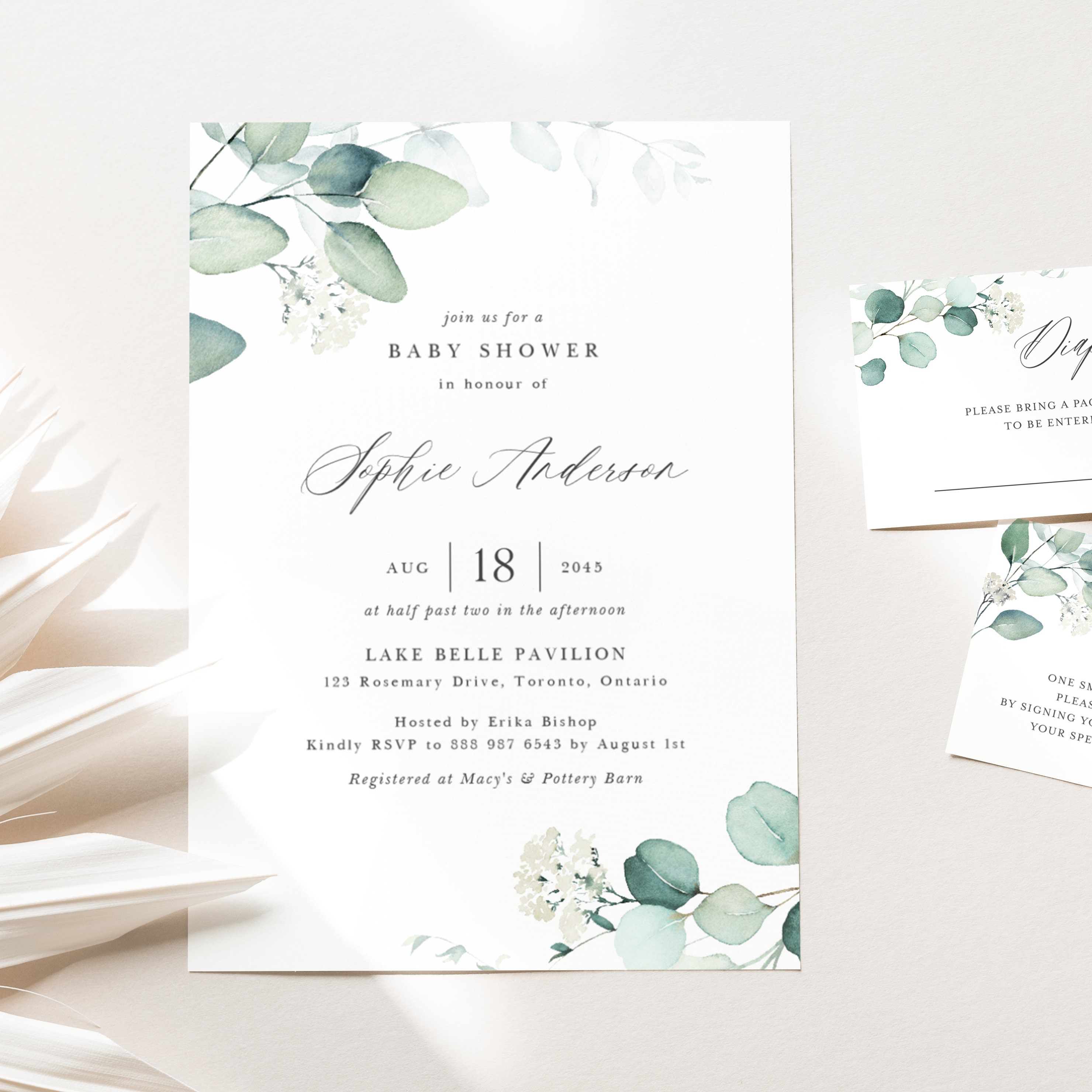 Printable Greenery Baby Shower Bundle Template DIY Eucalyptus | Etsy