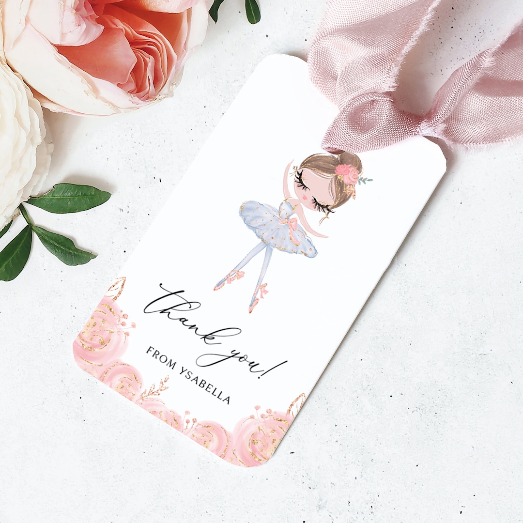 Girl Ballerina Thank You Gift Tag Template - Printable Brunette ...