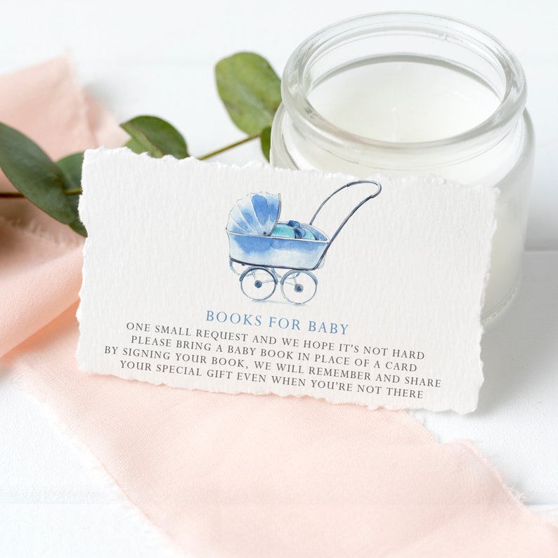 Printable Book Request Baby Shower Card Watercolor Blue | Etsy Printable Book Request Baby Shower Card Watercolor Blue | Etsy