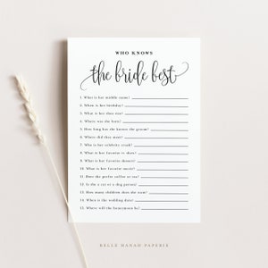 Script Who Knows the Bride Best Game How Well Do You Know the Bride Card Printable Sophie Script Bridal Shower Game Instant Download image 3