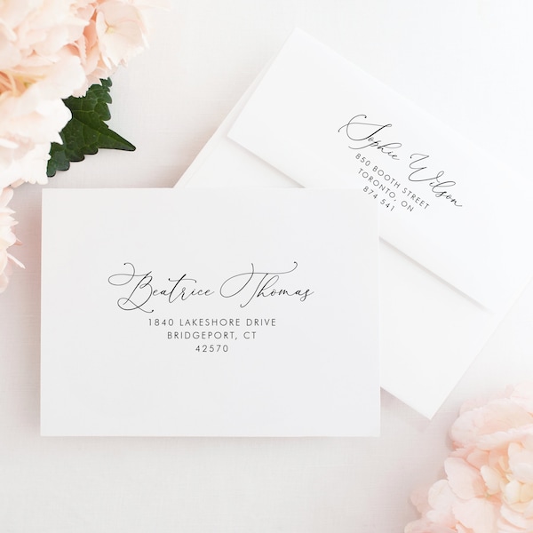 Printable Wedding A7 Envelope Template - Beatrice Script Envelope - Editable Modern Calligraphy Wedding Address Envelope - DIY Templett