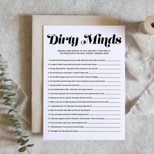Printable Dirty Minds Riddles Game Card - Retro Calligraphy Dirty Riddles Bridal Shower Game, Bachelorette Party Game - Instant Download