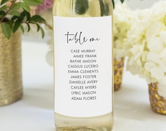 Printable Table Numbers Wine Bottle Labels Template - DIY Avery Label 3x5 & 3.5x5 - Editable Ashley Script Wedding Seating Chart Wine Labels