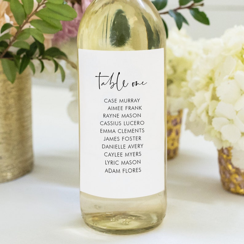 Wine Bottle Seating Chart