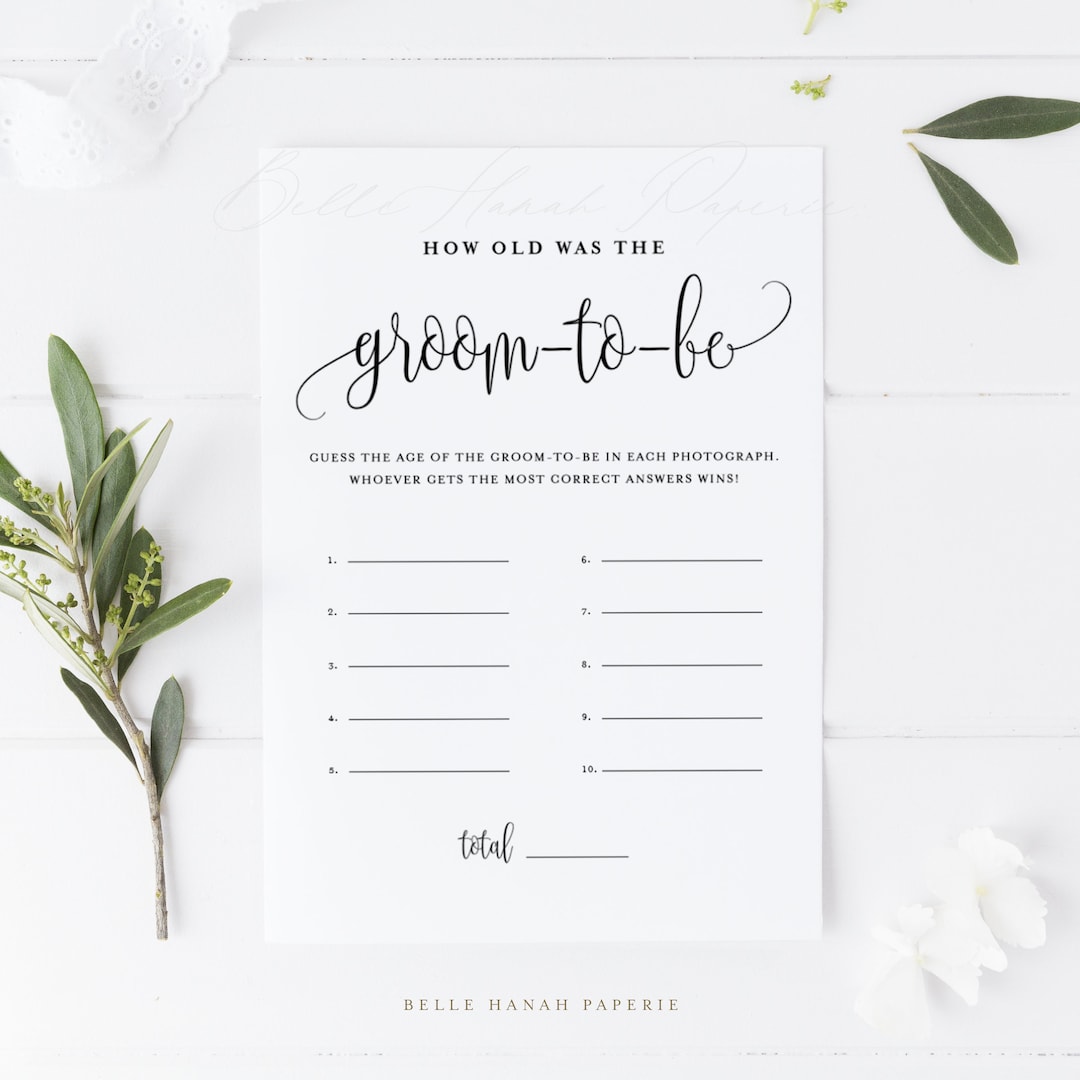 Printable How Old Was the Groom-to-be Game - Sophie Script Groom Photo ...