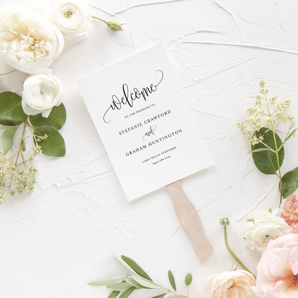 DIY Script Wedding Program Fans Template Printable Elegant - Etsy