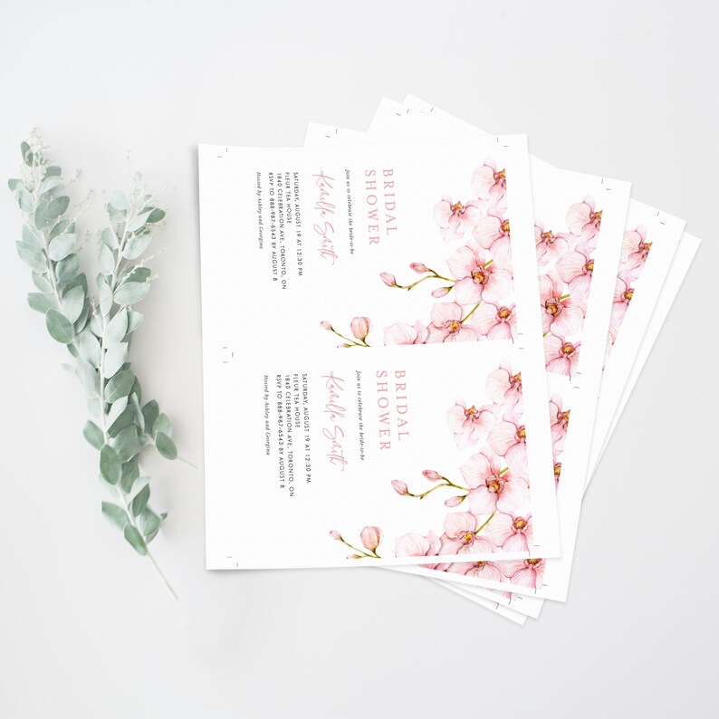 Printable Pink Orchids Bridal Shower Invitation Template DIY Etsy