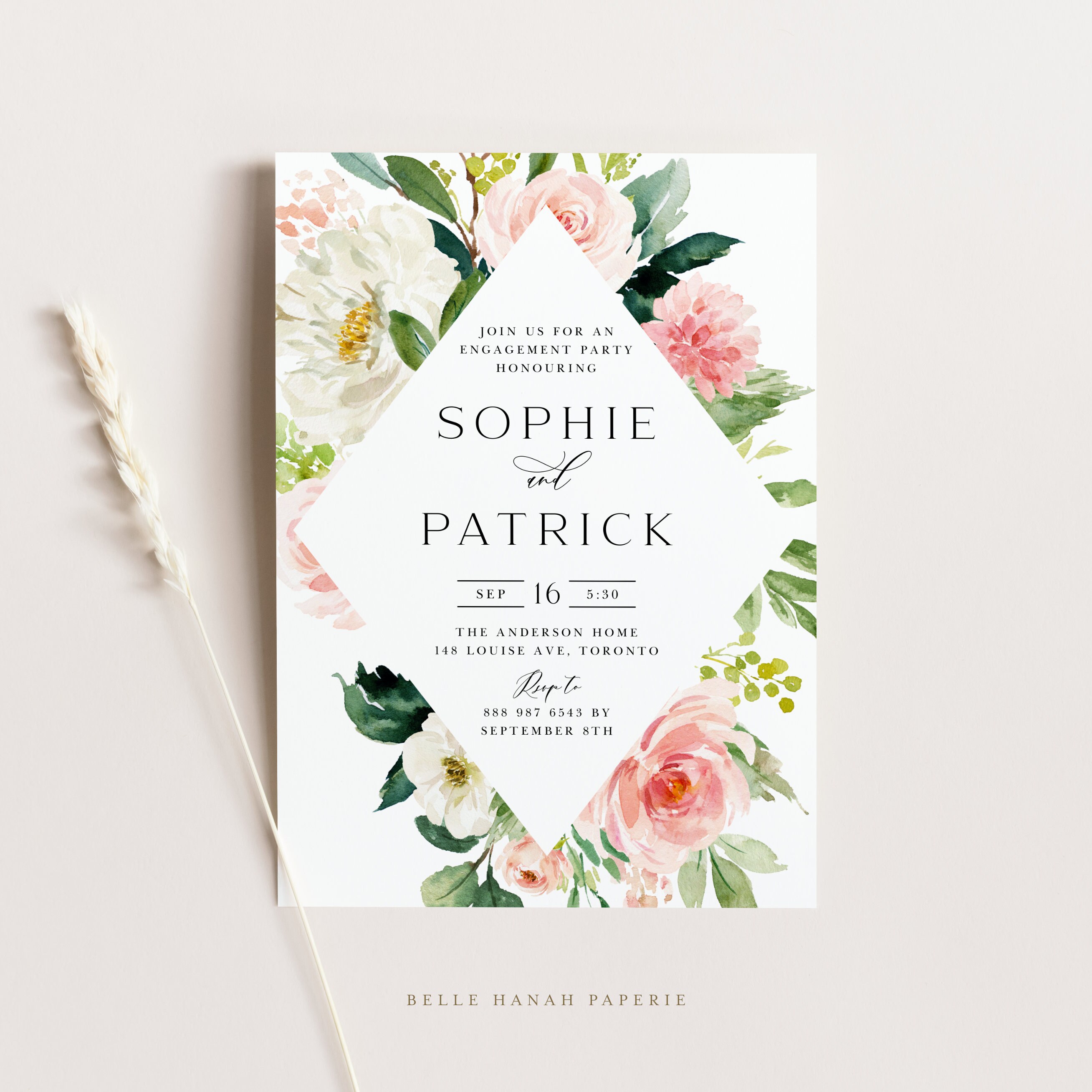 Printable Floral Spring Engagement Party Invitation Template - Etsy