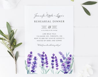 Printable Lavender Rehearsal Dinner Invitation Template - DIY Watercolor Lavender Flowers Wedding Shower Invite - Editable Invite LF41