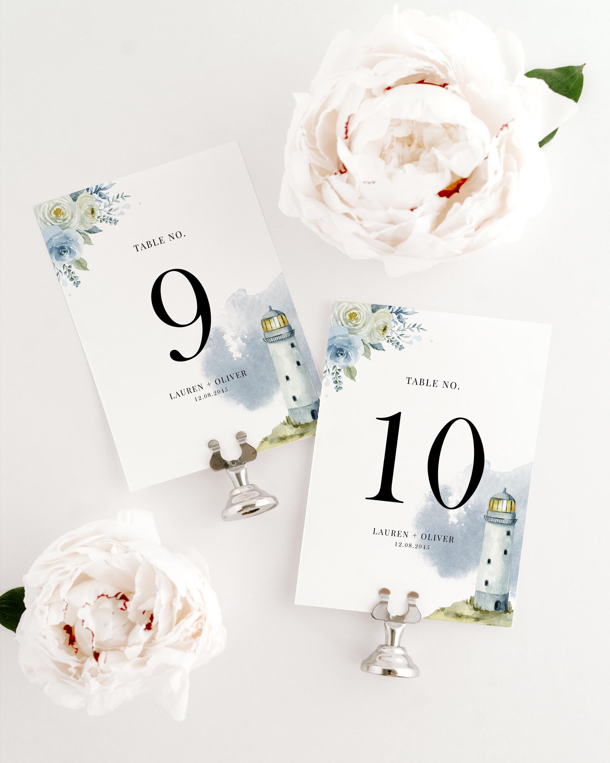 Lighthouse Table Numbers Printable Lighthouse Wedding Table Number Card Template - 5x7 ...