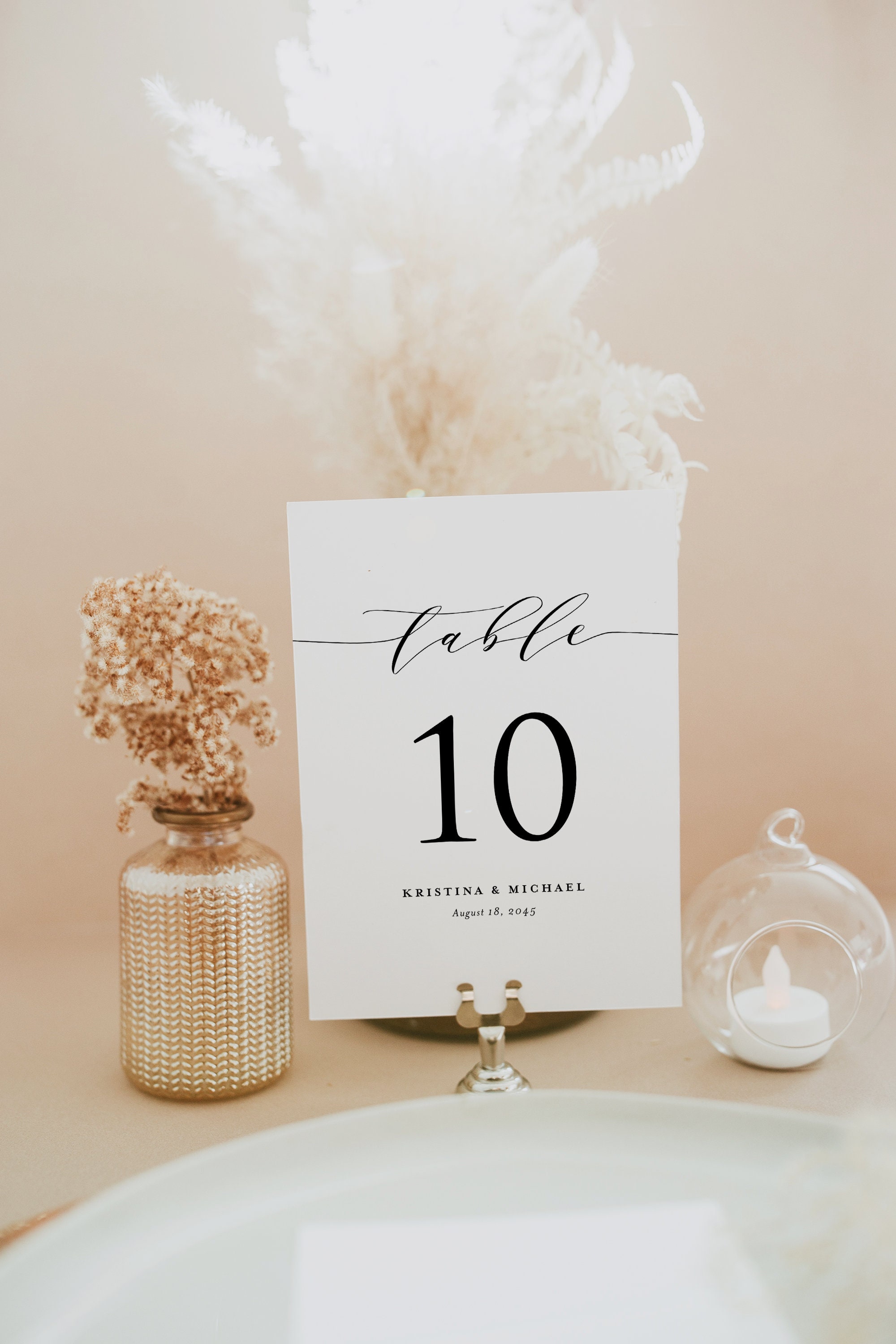 Printable Wedding Table Numbers Template - Editable Katherine Script ...