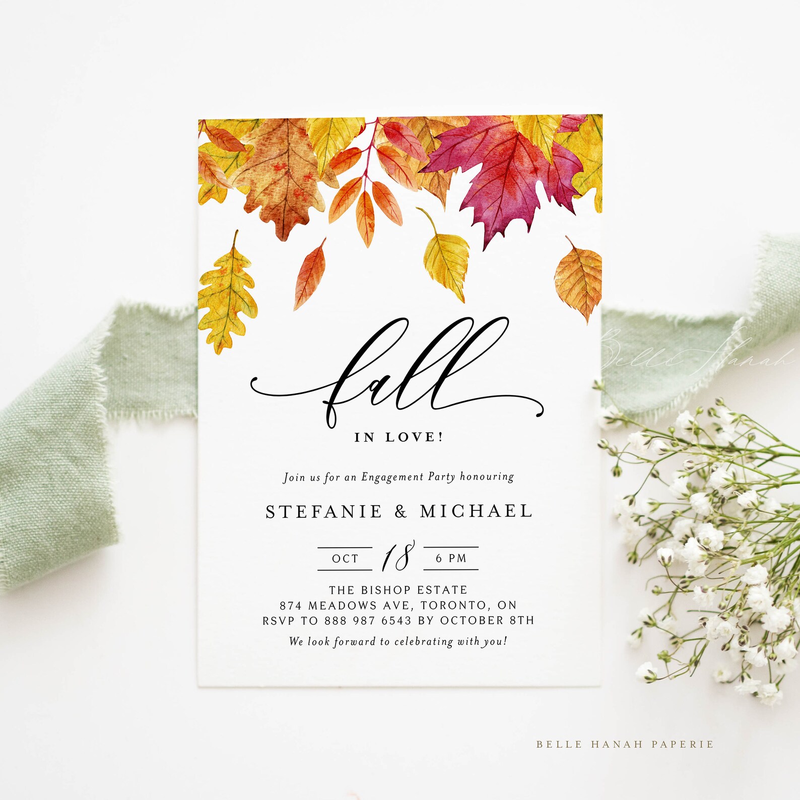 Printable Fall Engagement Party Invitation Template Etsy