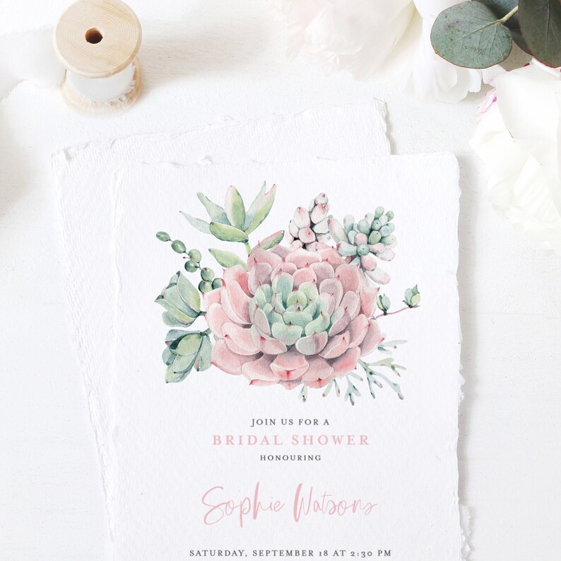 Printable Succulents Bridal Shower Invitation Template DIY - Etsy