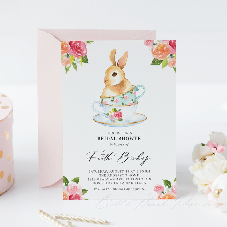 Printable Tea Party Bridal Shower Invitation Template DIY Etsy