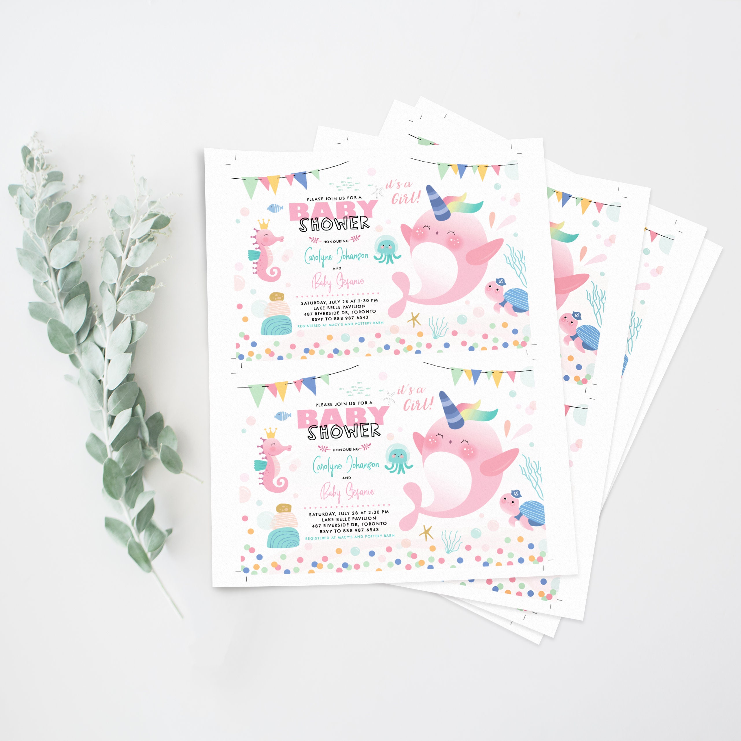 Printable Girl Baby Shower Invitation Template Editable Cute | Etsy