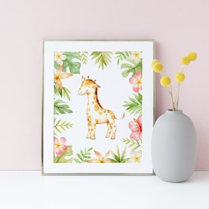 Impression imprimable chambre de bébé girafe - Art mural aquarelle mignon girafe chambre de bébé 8 x 10 - Shower de bébé safari tropical - téléchargement immédiat SF87