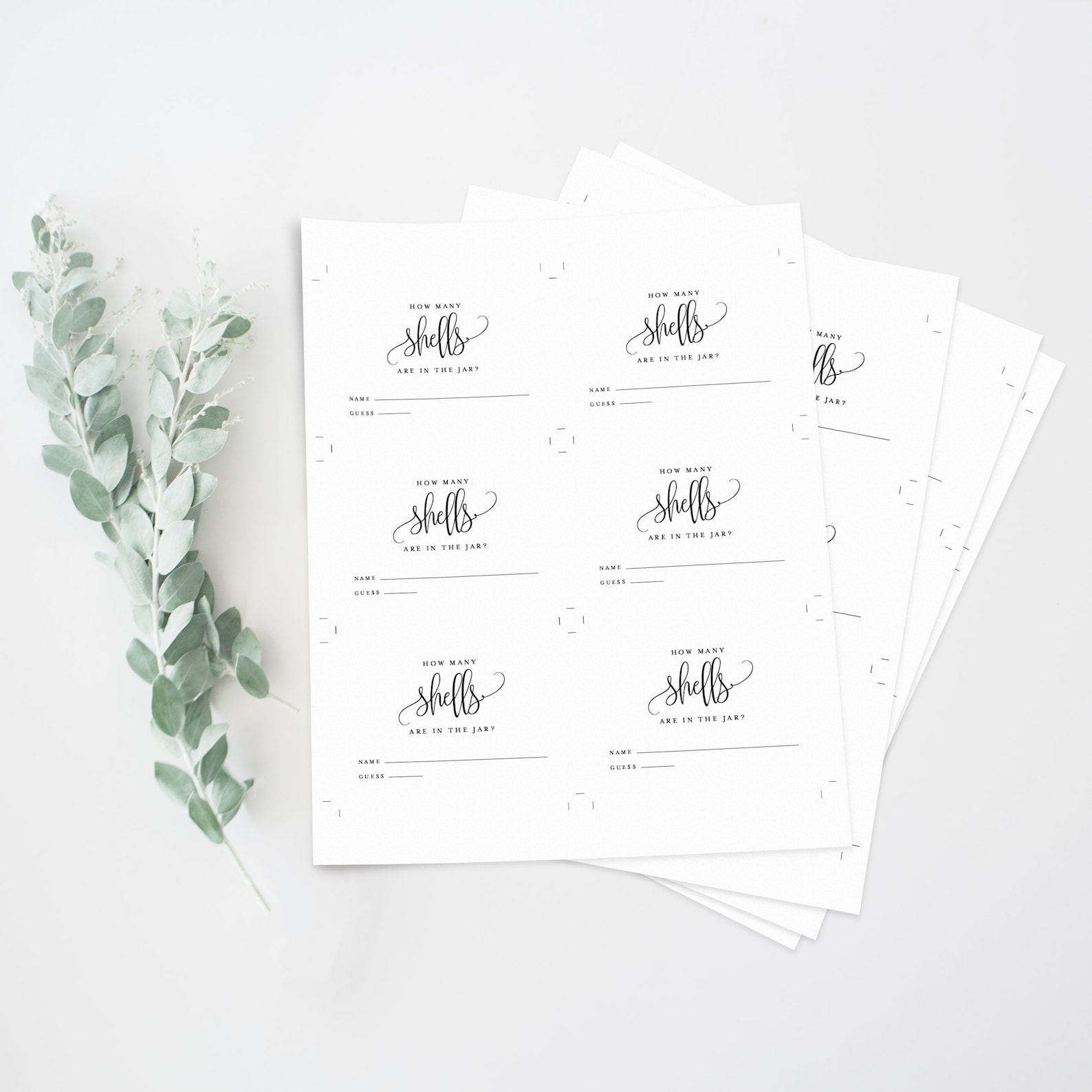 Printable How Many Shells Are in the Jar Card and Sign Bundle - Script ...