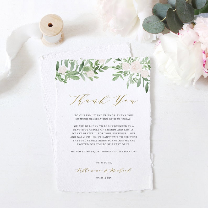 Printable Wedding Thank You Place Card Template Editable Etsy