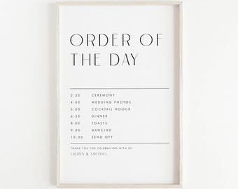 Printable Minimalist Order of The Day Template - 24x36 Lauren Typography Modern Wedding Order of Events Sign - Editable Wedding Events Sign