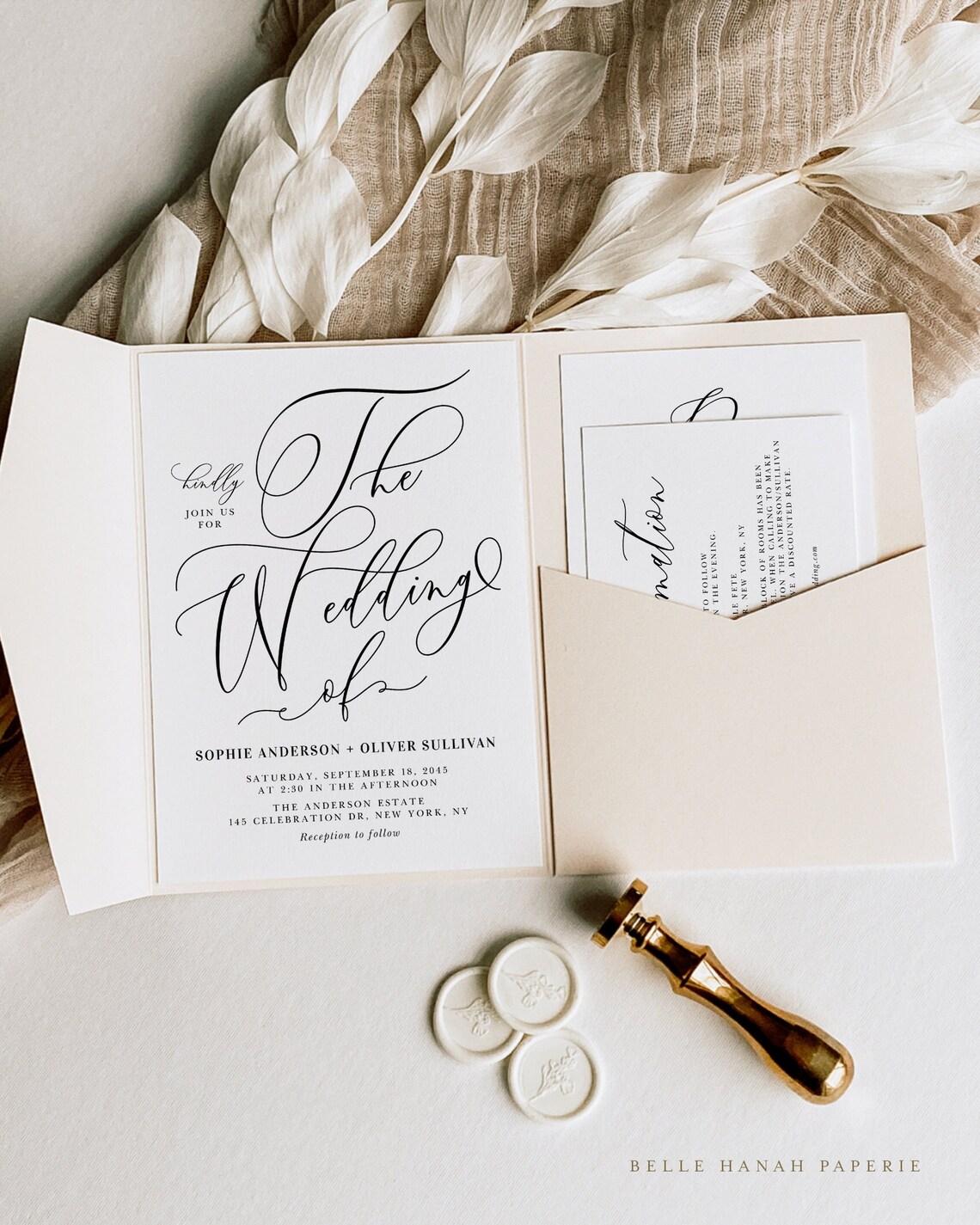 Printable Calligraphy Wedding Invitation Set Template DIY | Etsy
