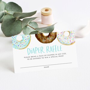 Printable Donuts Baby Shower Diaper Raffle Game Card - Watercolor Blue ...