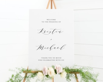 Printable Wedding Welcome Sign Template - Editable Katherine Script Welcome Sign - Calligraphy Welcome Sign - Two Sizes - Instant Download