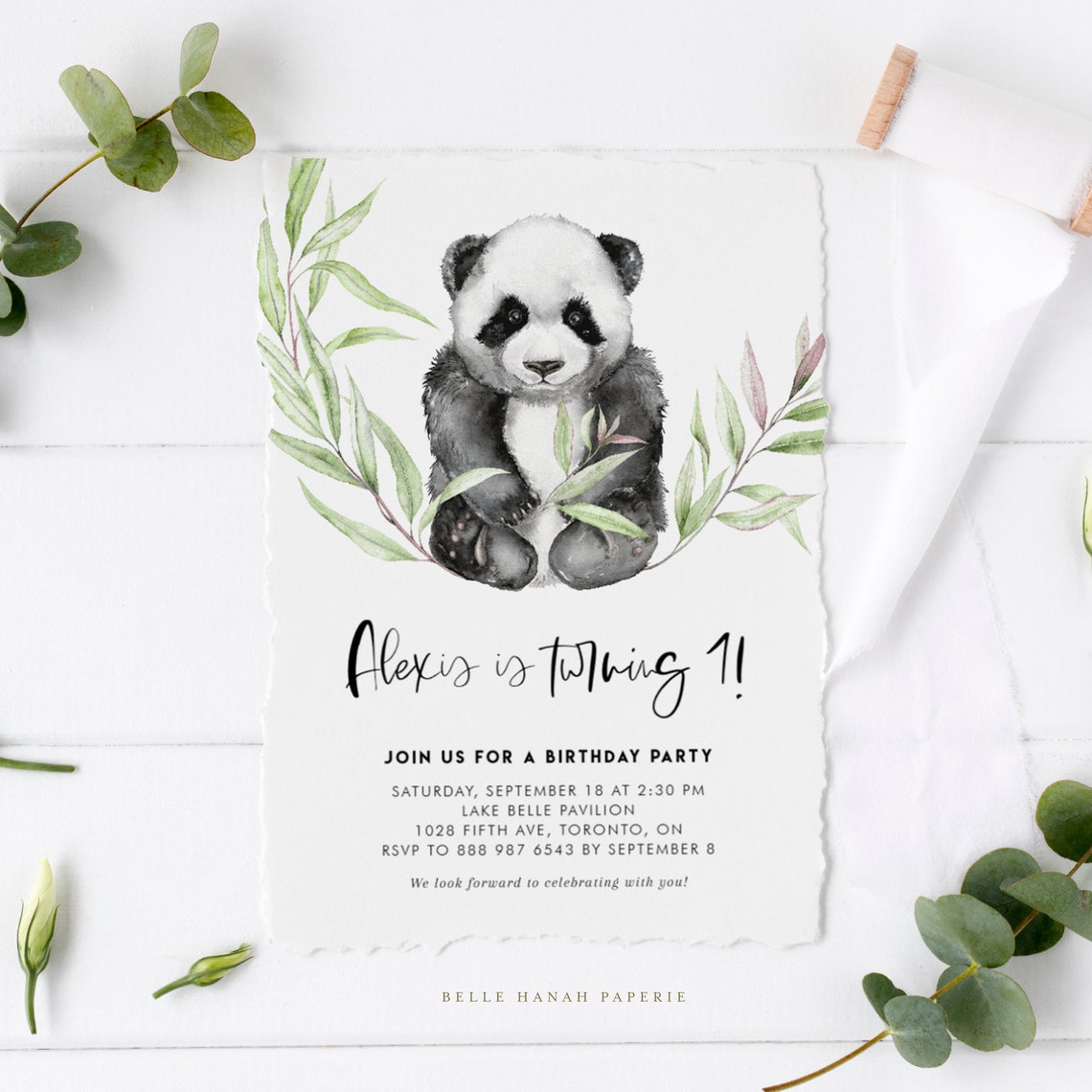 Printable Panda Birthday Party Invitation Template DIY | Etsy