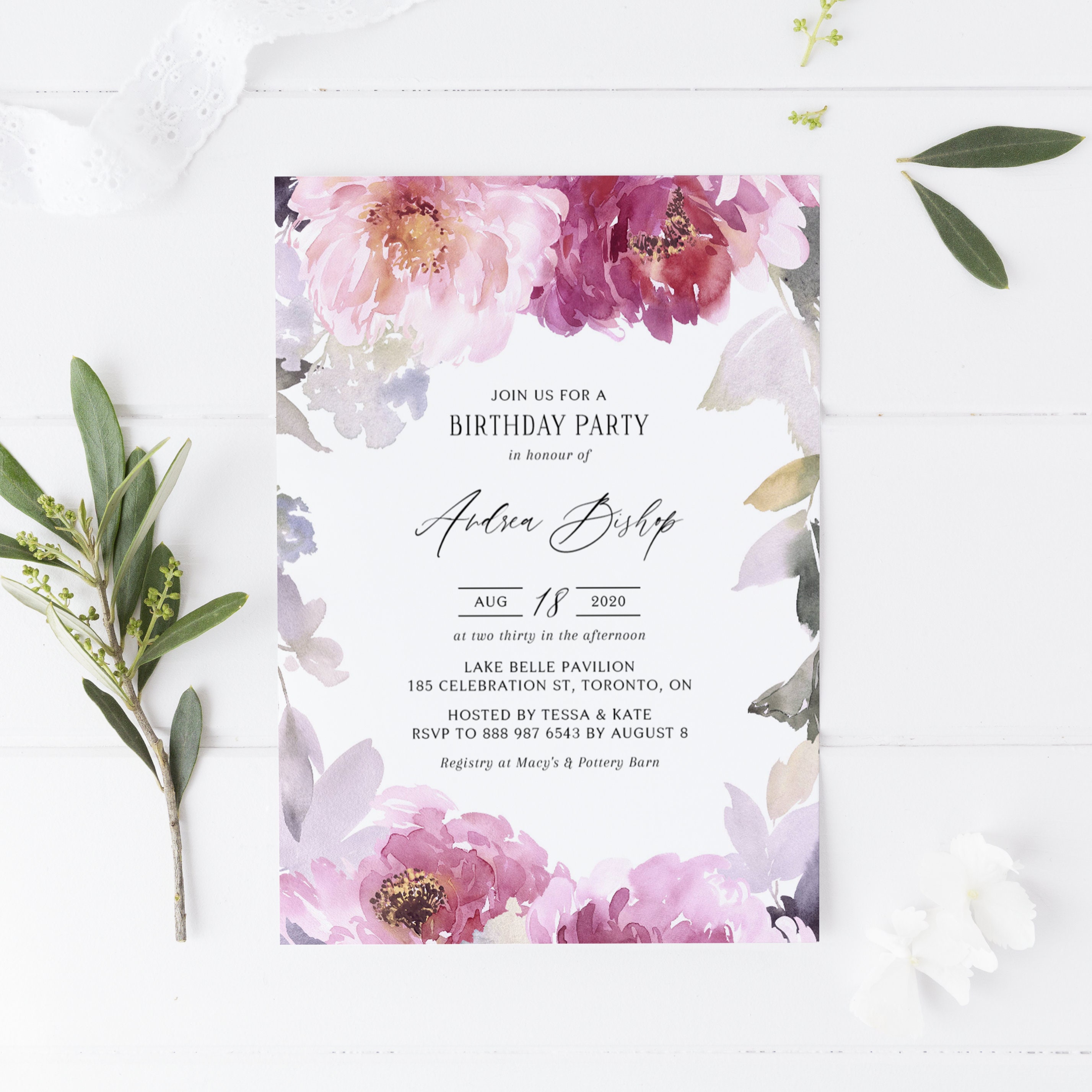 Editable BLW1 Boho Lemon Wreath Sweet 16 Party Invitation Template Printable Rustic Watercolor Lemon Wreath Summer Sweet Sixteen Invite