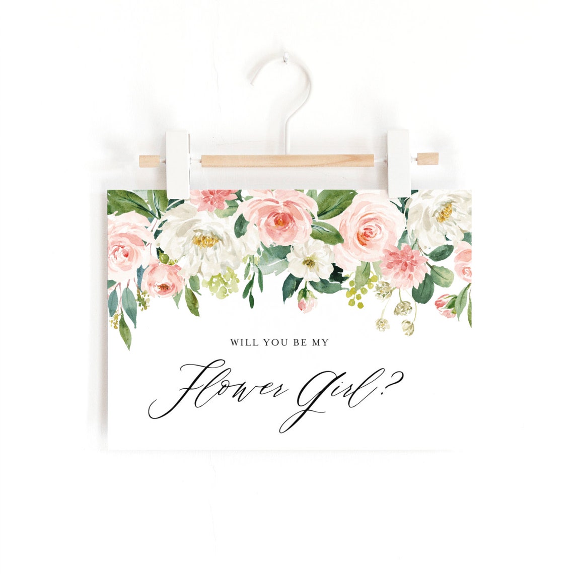 Printable Will You Be My Flower Girl Card Watercolor Pink | Etsy
