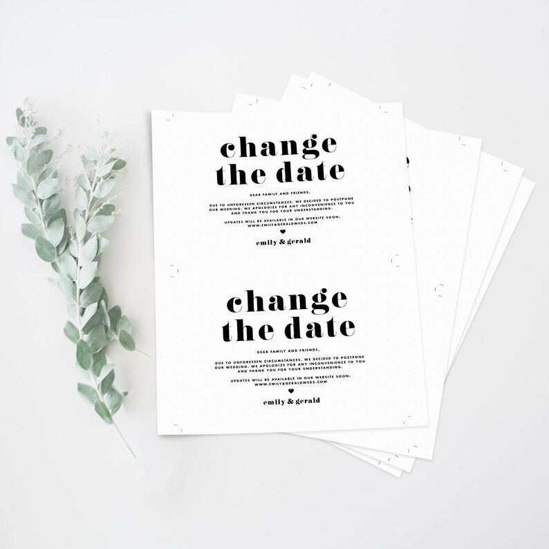 Change the Date Announcement Template - Printable Retro Bold Typography ...