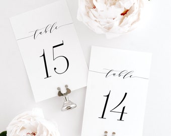 INSTANT DOWNLOAD - Table Numbers 1 to 20 - Elegant Dainty Script Table Numbers - Script Table Numbers - 4x6 Printable Table Numbers