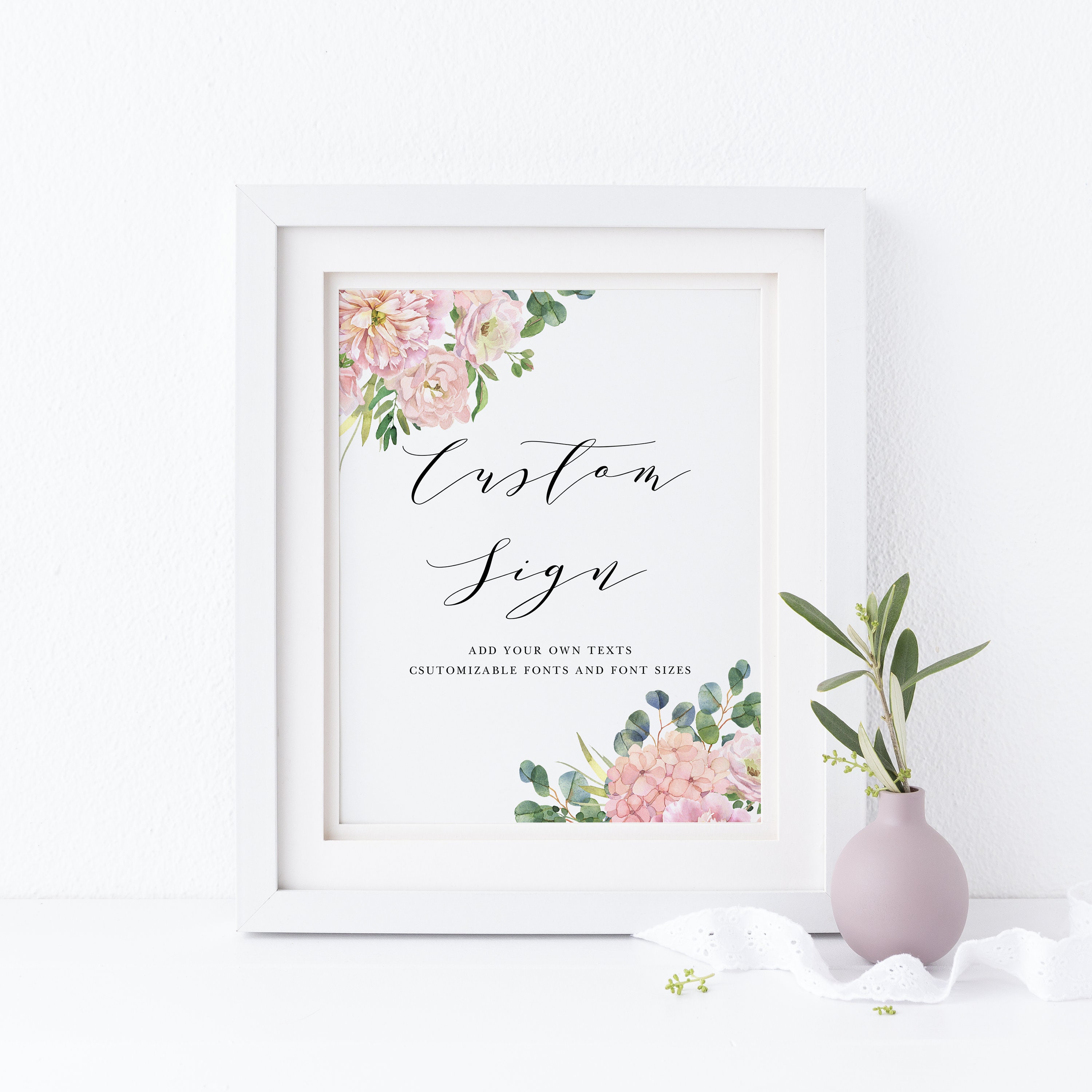 Printable Pink Floral Create You Own Sign Template - 8x10 DIY ...