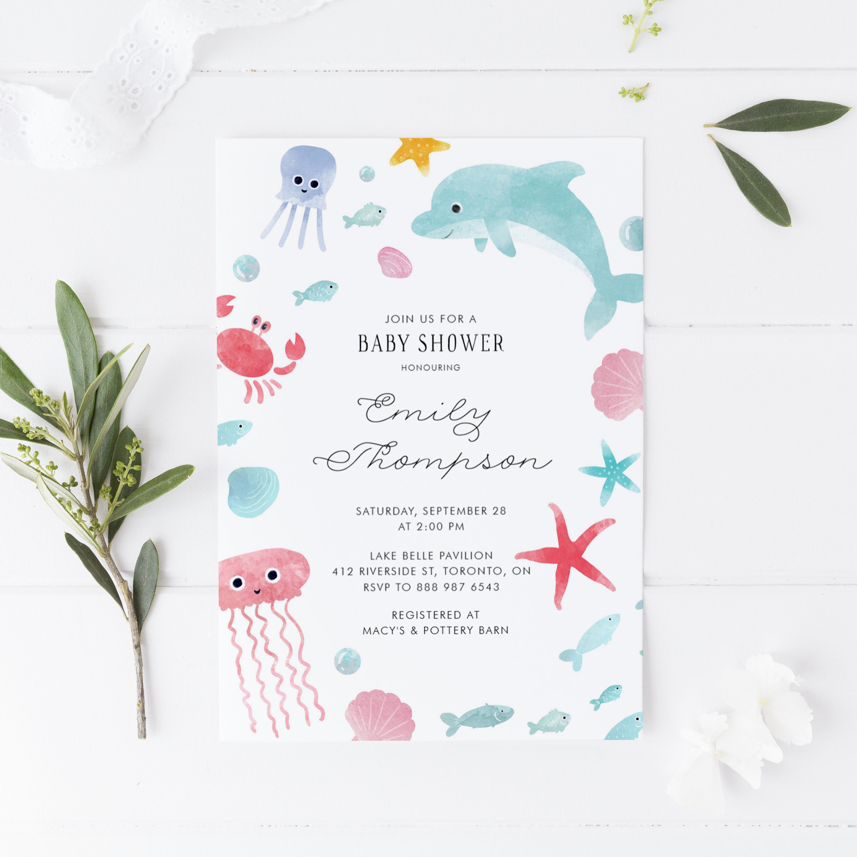 DIY Under the Sea Baby Shower Invitation Template Printable Etsy