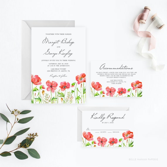Printable Wedding Invitation Set Template Editable | Etsy