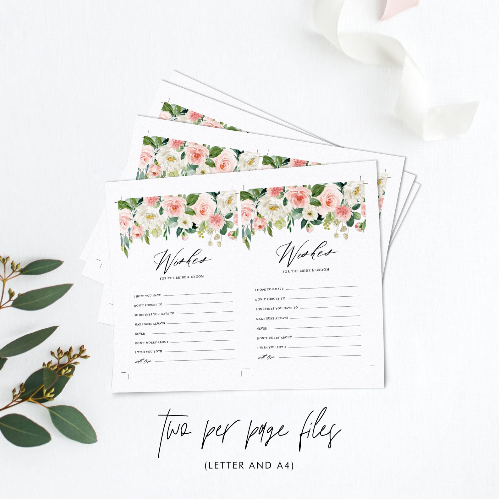 Printable Well Wishes for Bride and Groom Card Watercolor Etsy