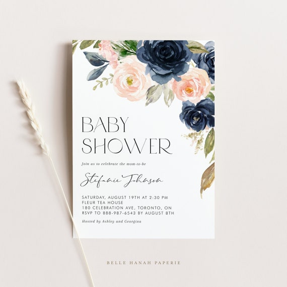 Printable Floral Baby Shower Invitation Template Blush and | Etsy